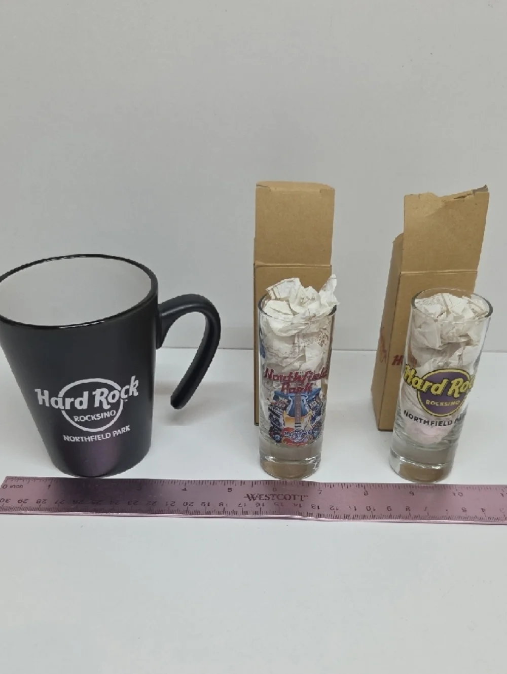 Hard Rock Cafe Black Ceramic Mug and 2 Shot Glasses Northfield Park